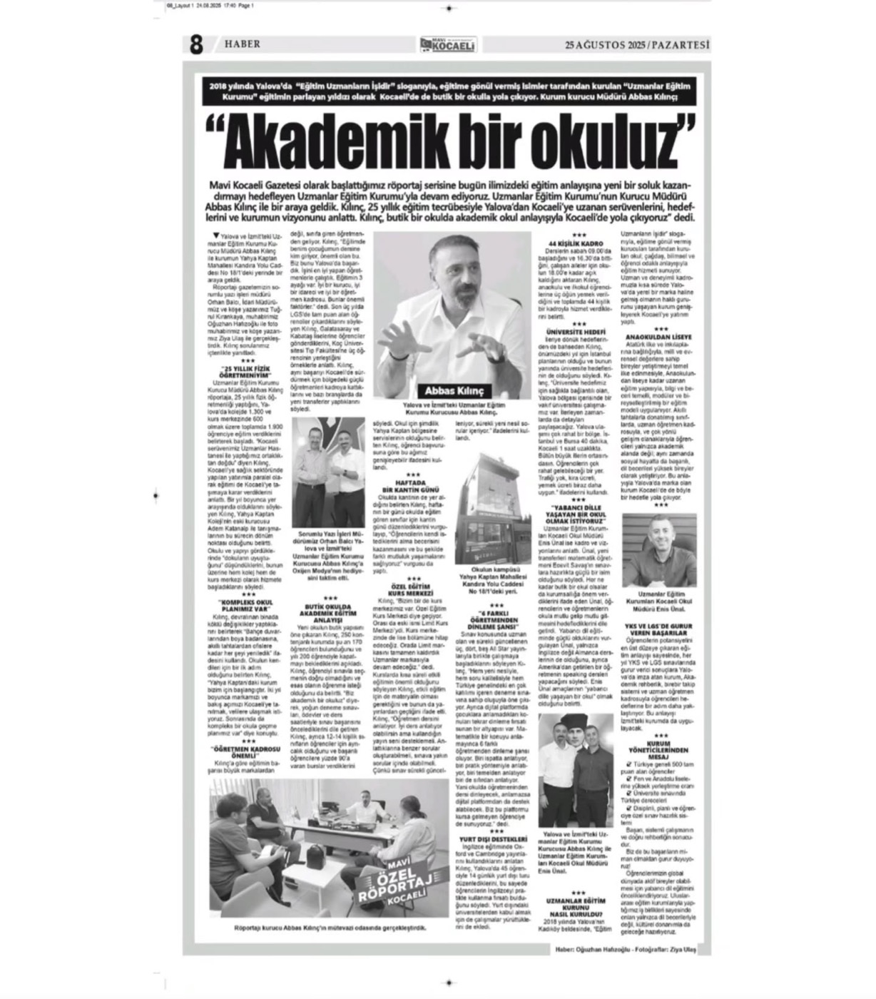 Şampiyonları yetiştiren okul artık Yahya Kaptan da
